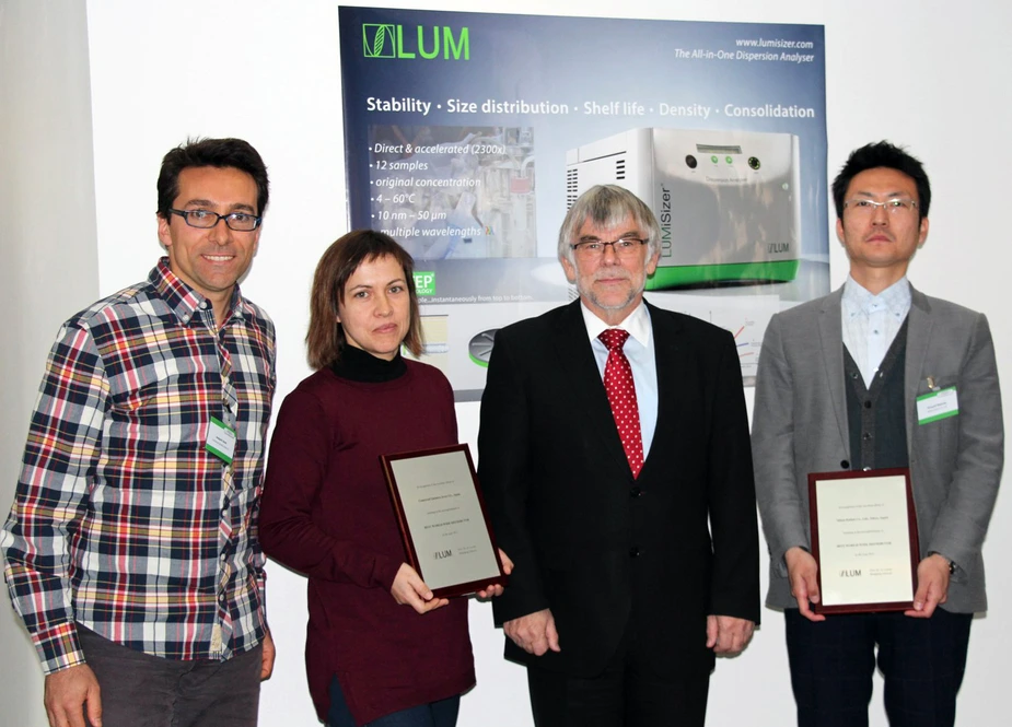 Joaquím Jover, Fuensanta Bernal (both Comercial Químicaa Jover, Spain), Prof. Dr. Dietmar Lerche (LUM, Germany), Hiroyuki Miyaoka (Nihon Rufuto, Japan) (from left to right)