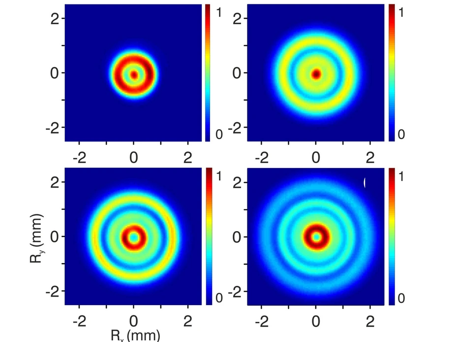 Sample images recorded for ionization of helium atoms