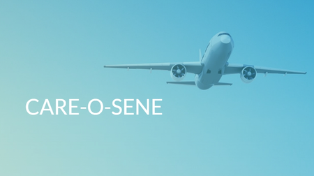 Flugzeug mit Schriftzug CARE-O-SENE. Grafik: care-o-sene.com