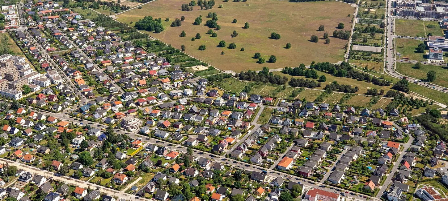 Aerial photo: Living near the Landscape Park © WISTA.Plan / Manuel Frauendorf Fotografie