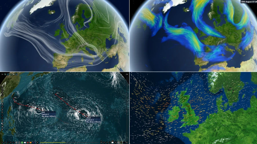 Visualisierung von Jetstreams, Zugbahn von Taifunen und Bewegung von Luftmassen. Bild: MeteoGroup