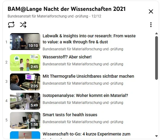 Screenshot der Playlist