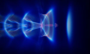 Laser wakefield acceleration (simulation) © Joshua Ludwig, cc 4.0 Wikimedia