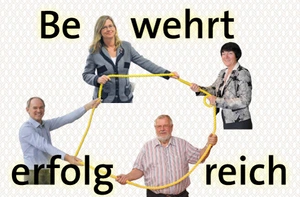 Die Netzwerker: Ursula Westphal, IGAFA (o.l.), Christine Wedler, Technologiekreis Adlershof (o.r.), Ulrich Pröve, Dienstleister-Netzwerk Adlershof (u.l.), und Stephan Mory, Forum Adlershof e.V. (u.r.). Bild: © Adlershof Journal