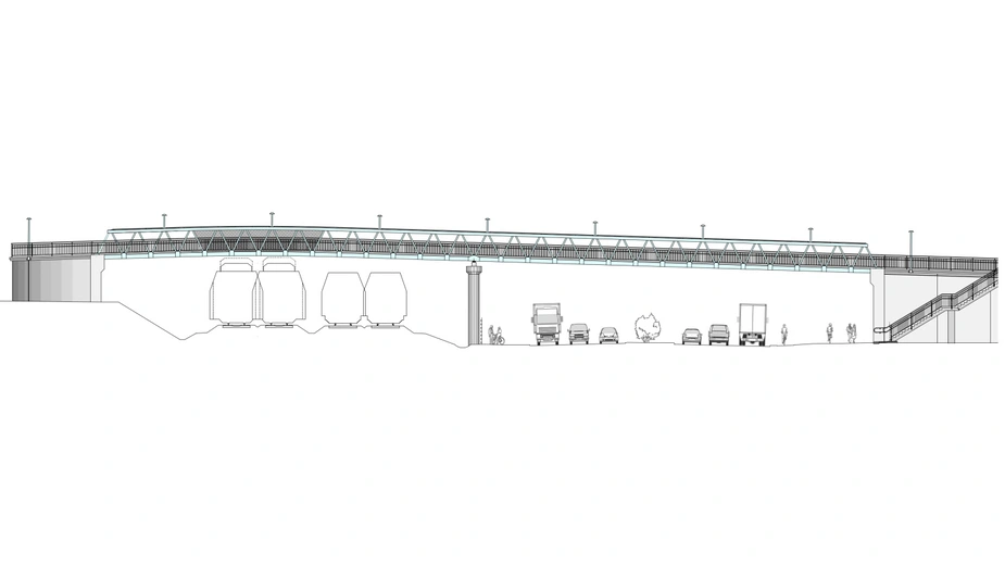 Queransicht Fuß-Radwegbrücke © IGS