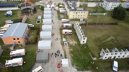 Luftaufnahme der Katastrophenübung in Lehnin. Quelle: DLR CC-BY 3.0.