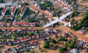 Auf­klä­rungs­flü­ge bei Über­flu­tun­gen. © DLR (CC-BY 3.0)