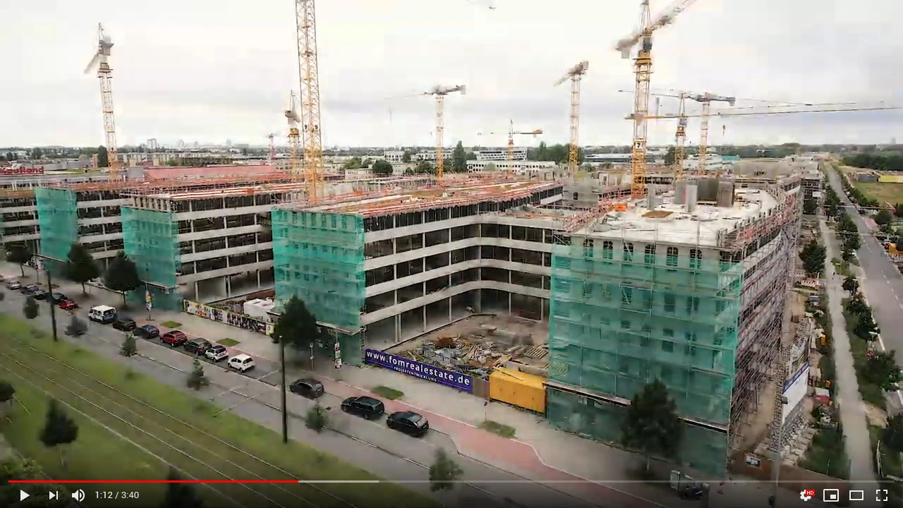 Time-lapse recording of the construction of the Allianz Campus Berlin on YouTube