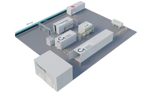 Visualization of the Leuna100 pilot plant for the production of green methanol. Visualization © C1