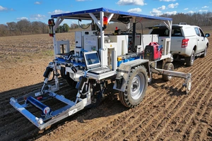 Analysis system on a trailer standing in a field