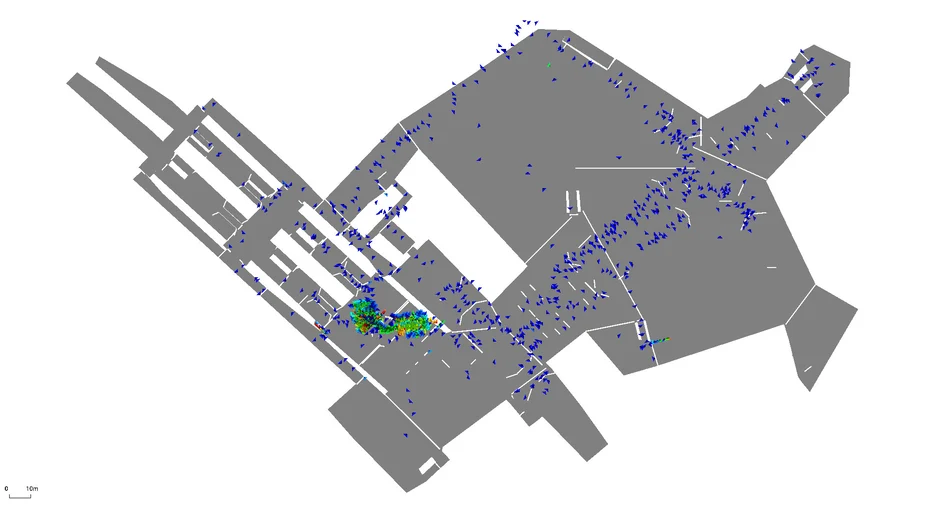 Fußgängersimulation am Alexanderplatz. Quelle: DLR (CC-BY 3.0)