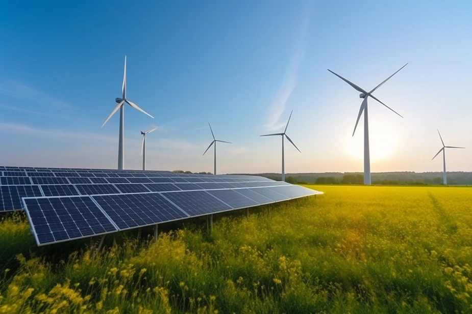 Wind turbines, solar modules. Credit: HZB © AdobeStock