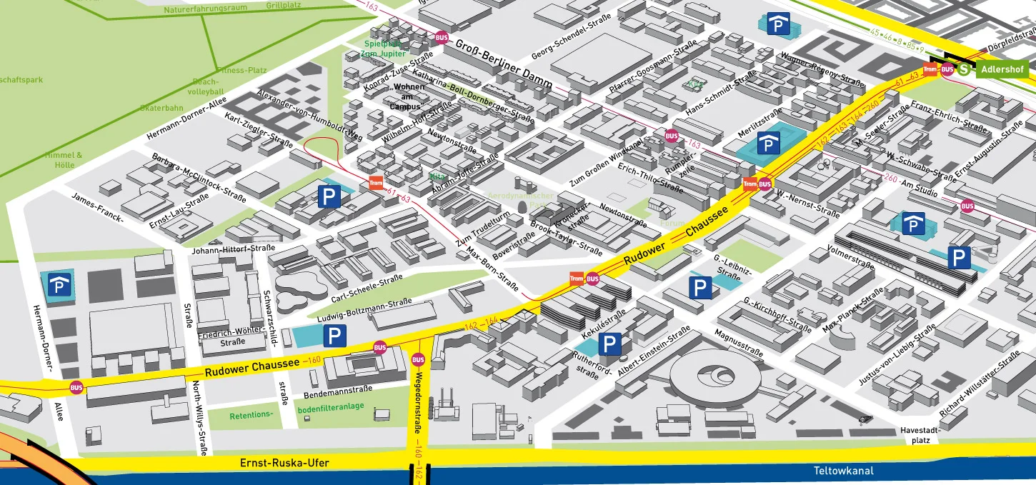 Map with public car parks indicated