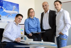 Das 5micron-Team: Sebastian Werner, Ute Franke, Jean Blondeau, Martin Häberer (v. l .n .r.). Bild: © Adlershof Journal