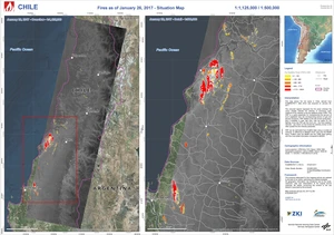 Lagekarte der Brände in Chile. Quelle: DLR