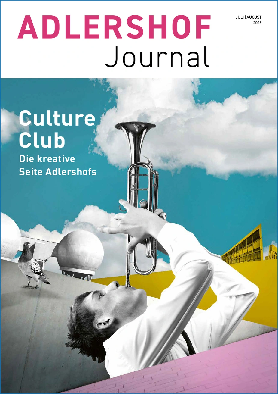 Cover: Collage aus Flächen, Gebäuden und einem Trompeter