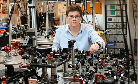 Professor Dr. Nathalie Picqué in ihrem Forschungslabor, Max-Born-Institut für Nichtlineare Optik und Kurzzeitspektroskopie (MBI) in Berlin 